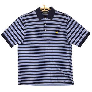 Masters Collection Mens XL Polo Shirt Blue Striped Pima Cotton Mercerized Golf